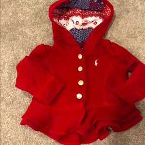 NWOT maroon girl peplum hooded jacket sweatshirt